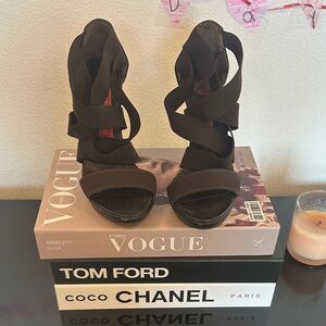 Mocassino Elegant Women's Brown Stretchy Straps Heels size 35